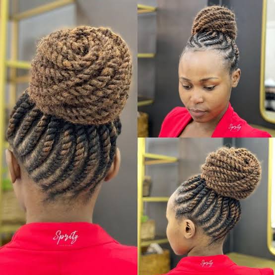 Brown and Black Two-Tone Marley Twist Updo Brown and Black Two-Tone Marley Twist Updo — Classy Marley Twists Hairstyles