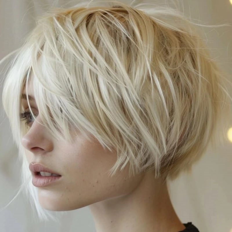 Short Bob With Textured Curtain Bangs — Classy Medium Bob