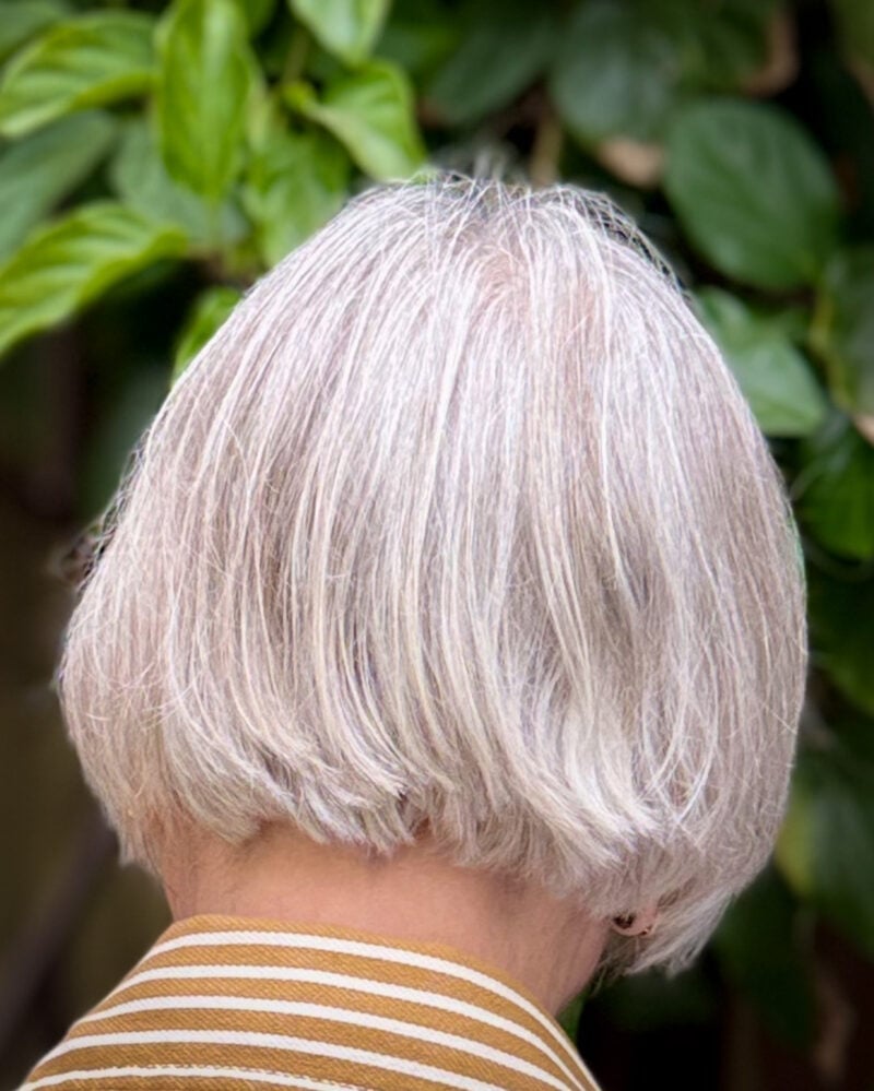 Chin Bob Silver Grey Air Dried — Classy Medium Bob