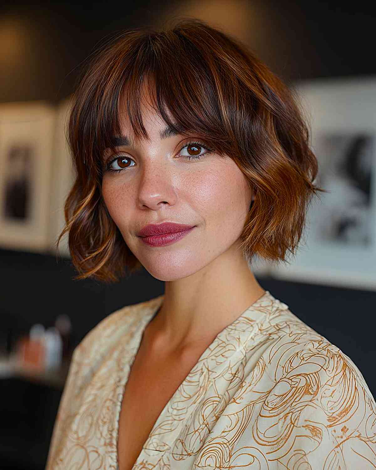 Collarbone Bob With Full Bangs — Classy Medium Bob