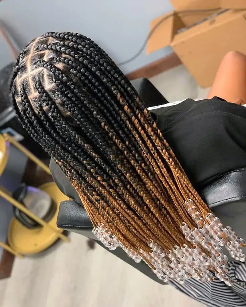 Mid-Back Ombre Box Braids With Beads Mid-Back Ombre Box Braids With Beads — Classy Medium Braids