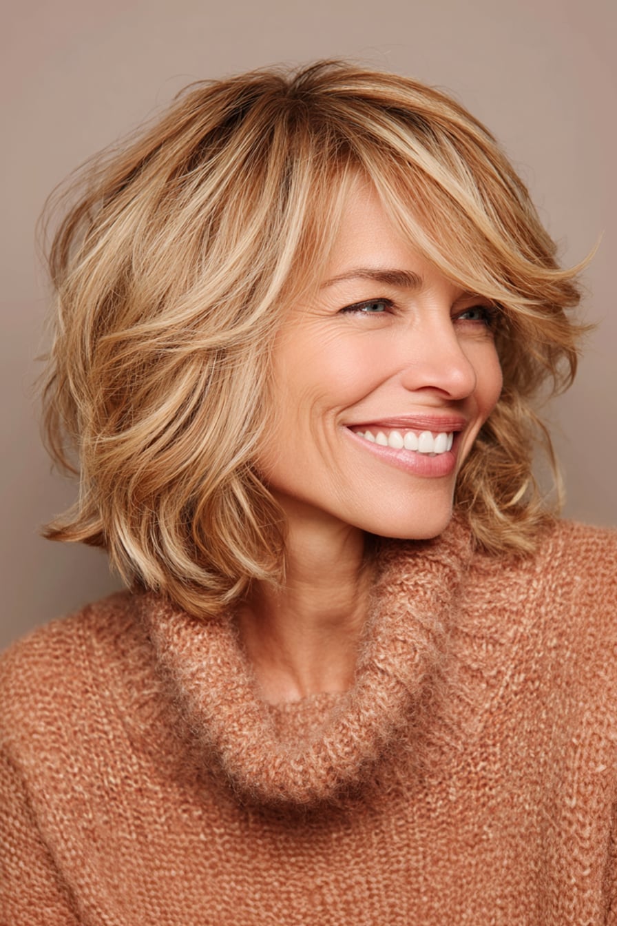 Shoulder Length Blonde Shag With Balayage Shoulder Length Blonde Shag With Balayage — Classy Mid Length Hair