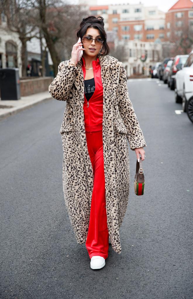 Leopard Print Coat Over Velour Tracksuit Leopard Print Coat Over Velour Tracksuit — Classy Mob Wife Outfits