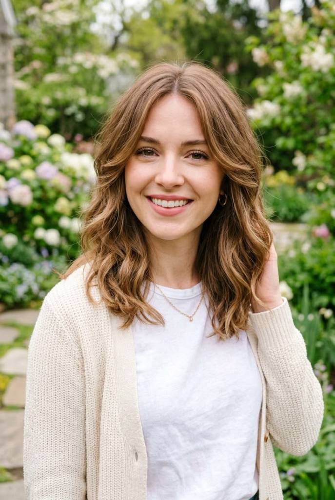 Collarbone Layers With Soft Curtain Bangs, Wavy Collarbone Layers With Soft Curtain Bangs, Wavy — Classy Mom Haircuts