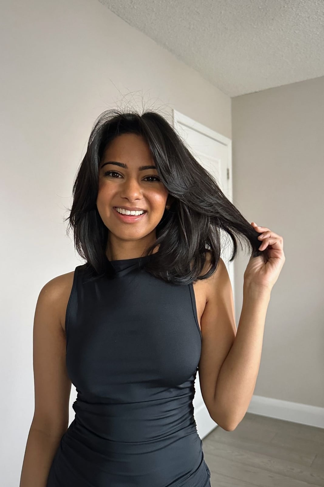Dark Brown Layered Lob With Soft Layers Dark Brown Layered Lob With Soft Layers — Classy Mom Haircuts