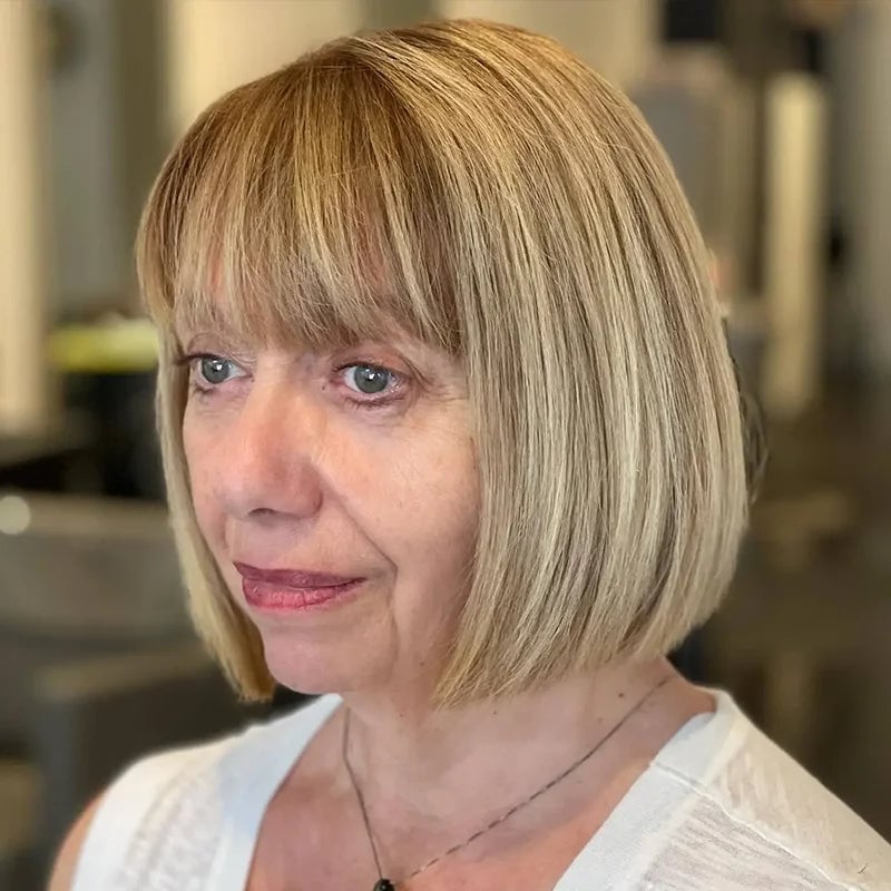 Ash Blonde Bob With Blunt Bangs Ash Blonde Bob With Blunt Bangs — Classy Mom Haircuts
