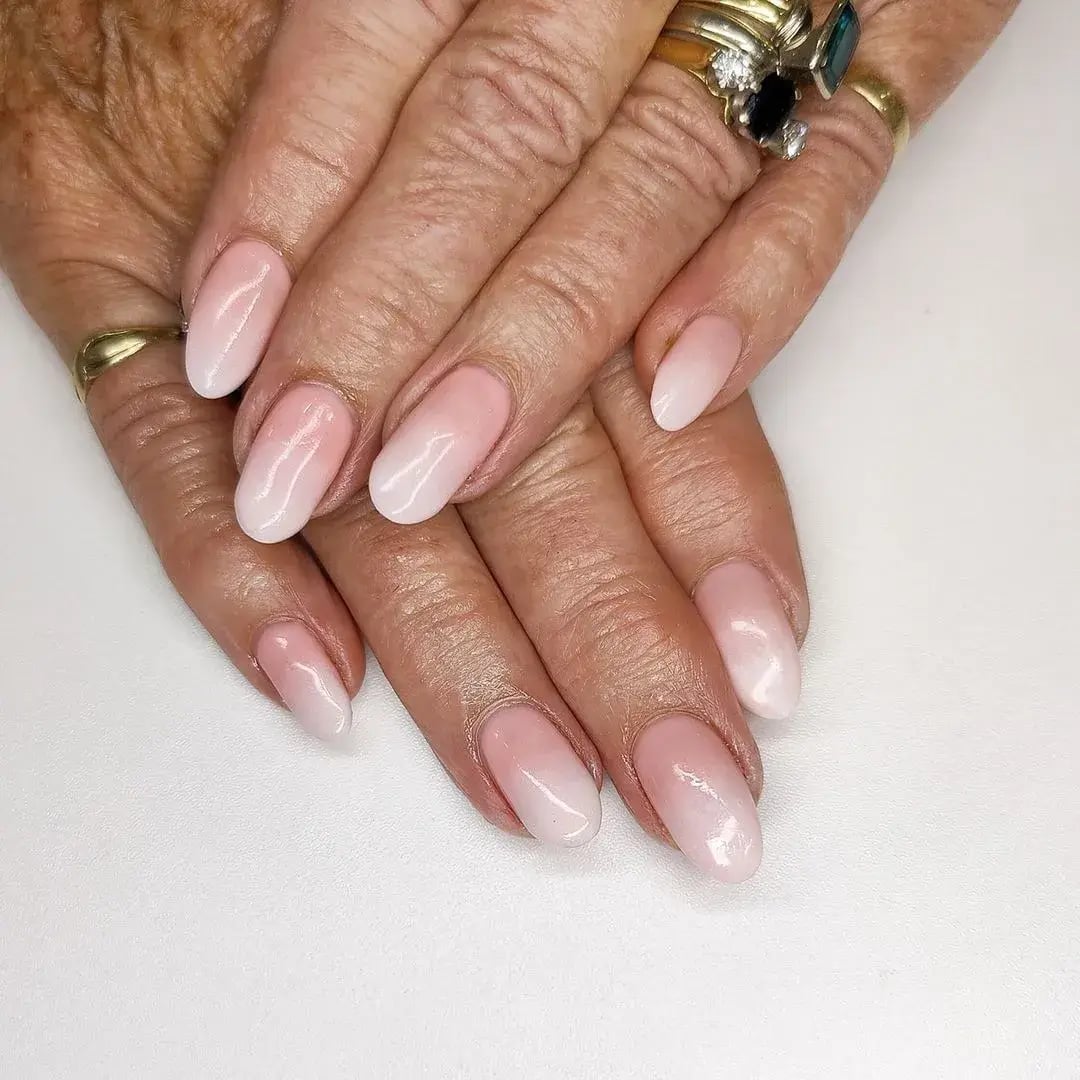 Pink To White Ombre Glossy Short Almond Nails Pink To White Ombre Glossy Short Almond Nails — Classy Mom Nails