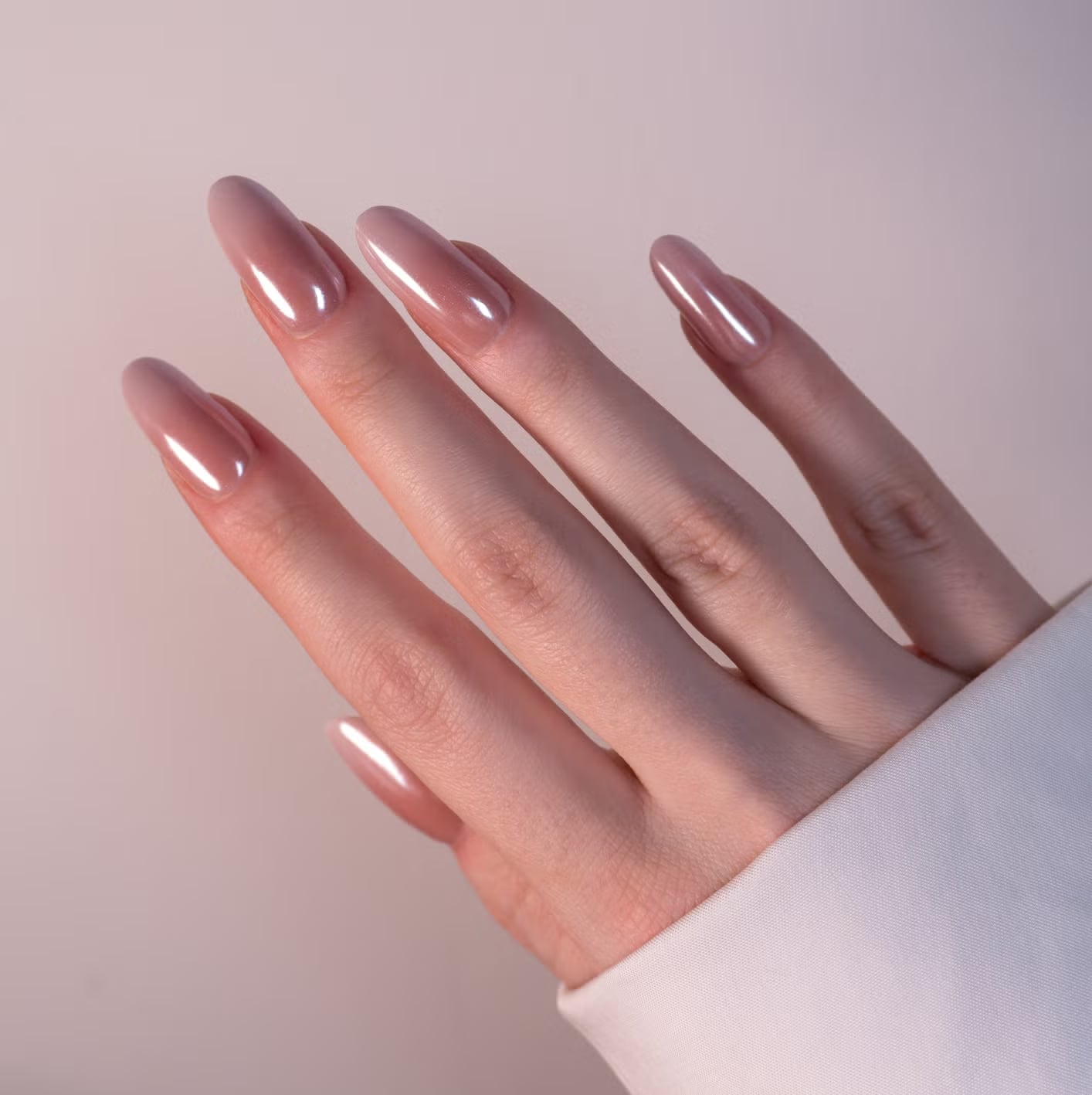 Peachy Nude Subtle Shimmer Glossy Long Almond Nails Peachy Nude Subtle Shimmer Glossy Long Almond Nails — Classy Mom Nails