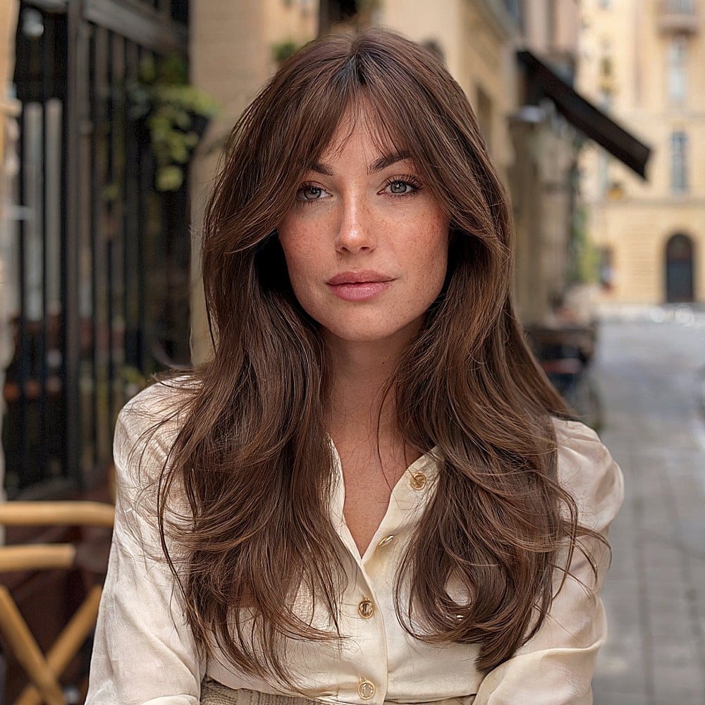 Cream Button-Up Blouse with Gold Buttons and Curtain Fringe, Loose — Classy Money Piece