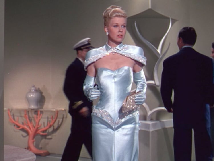 Light Blue Satin Dress With Off-the-Shoulder Sleeves — Classy Movies Dresses