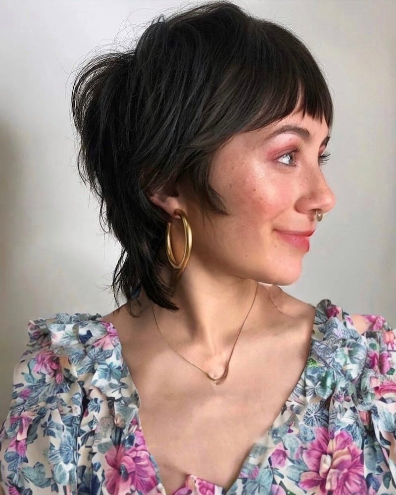 Dark Brown Mullet Shag With Cropped Sides Dark Brown Mullet Shag With Cropped Sides — Classy Mullet Hair