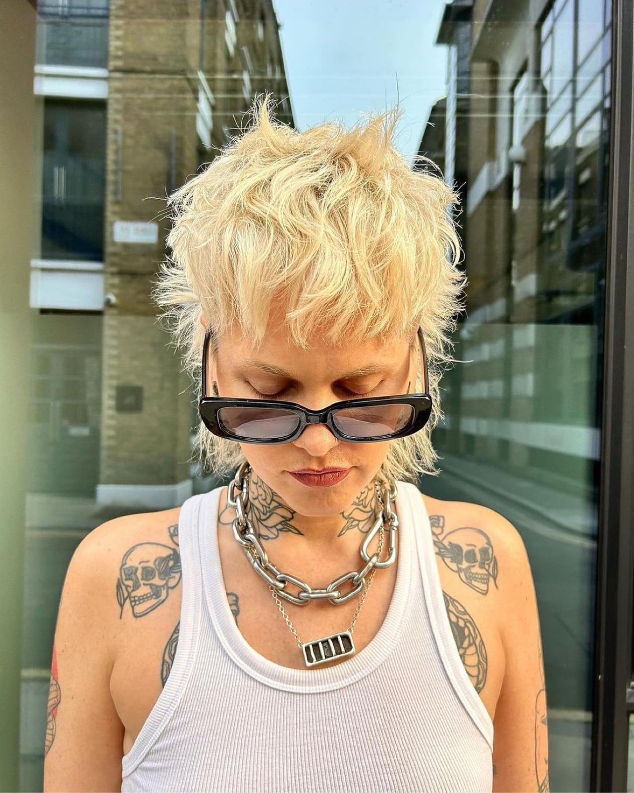 Ash Blonde Mullet With Tousled Layers, Collarbone Ash Blonde Mullet With Tousled Layers, Collarbone — Classy Mullet Hair