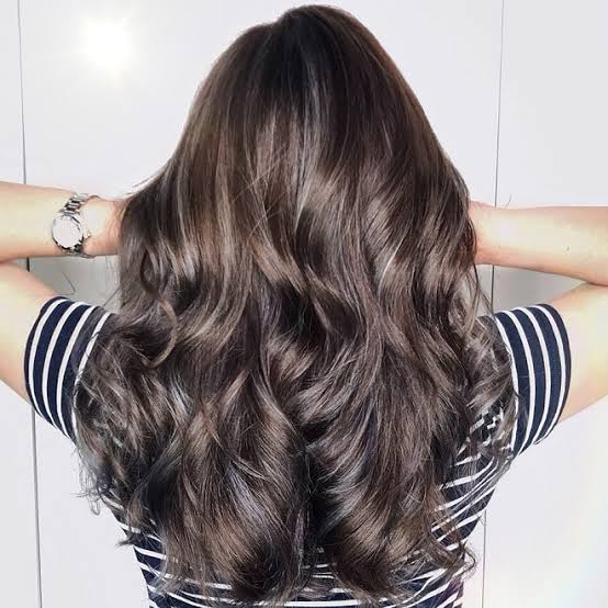 Mid-Back Dark Brown With Ash Blonde Highlights and Wavy Thick — Classy Mushroom Brown Hair