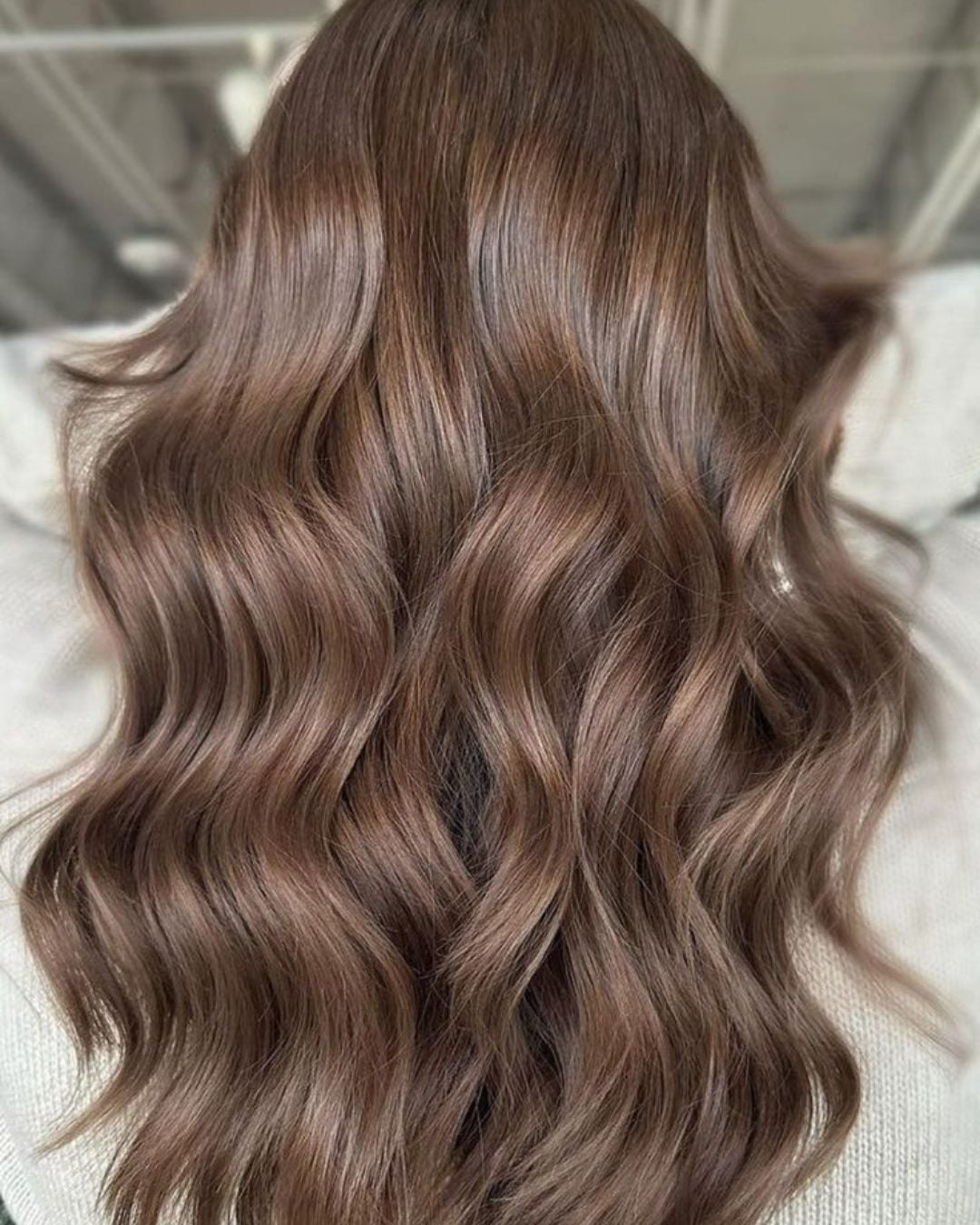 Mid-Back Glossy Waves With Subtle Highlights — Classy Mushroom Brown Hair