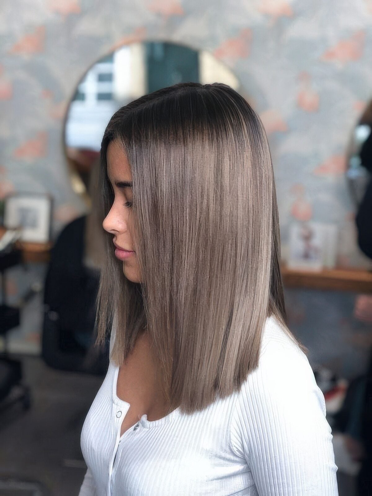 Collarbone Length With Curtain Bangs — Classy Mushroom Brown Hair