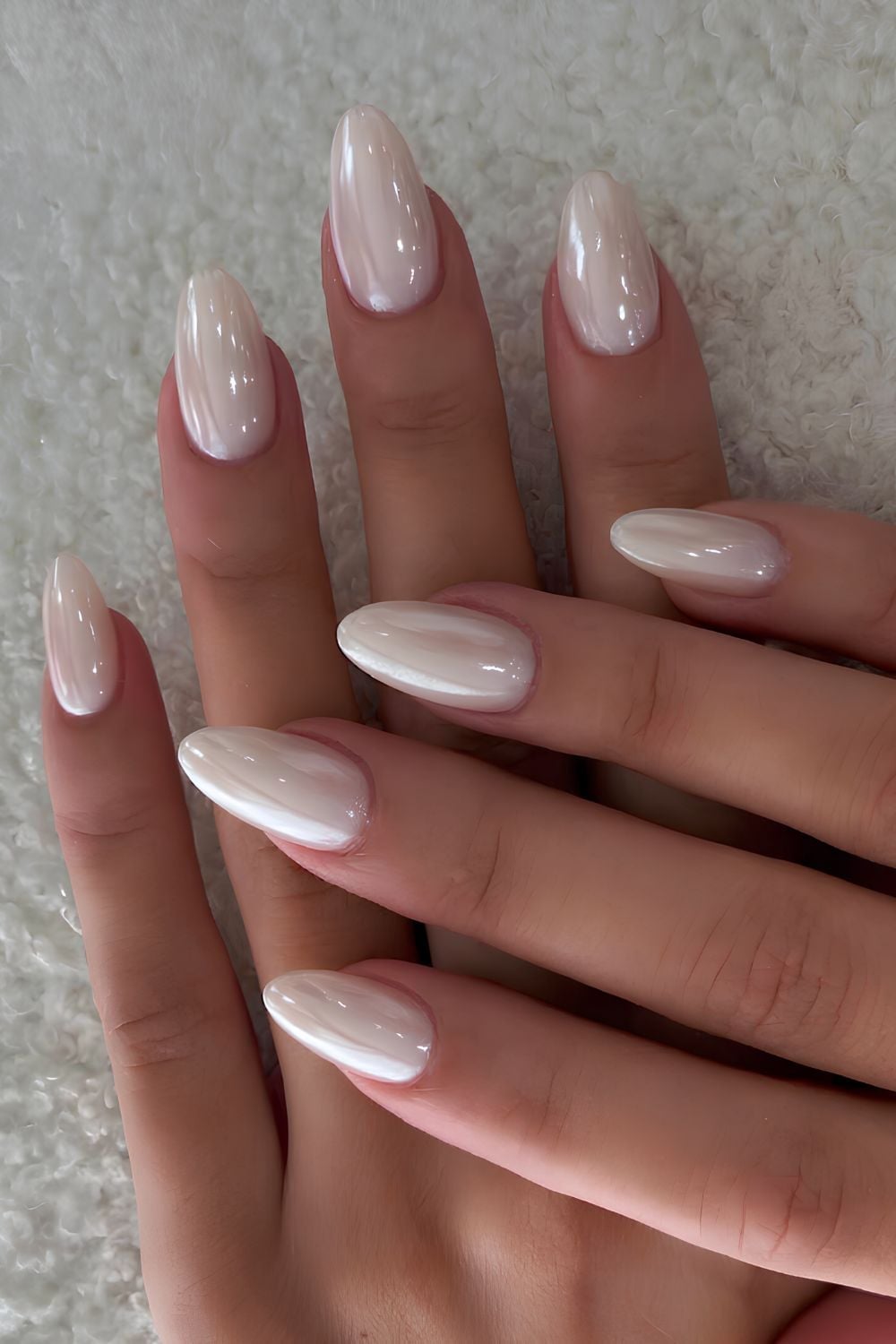 Medium Almond Pearlescent Sheen Nails — Classy Nail Shapes