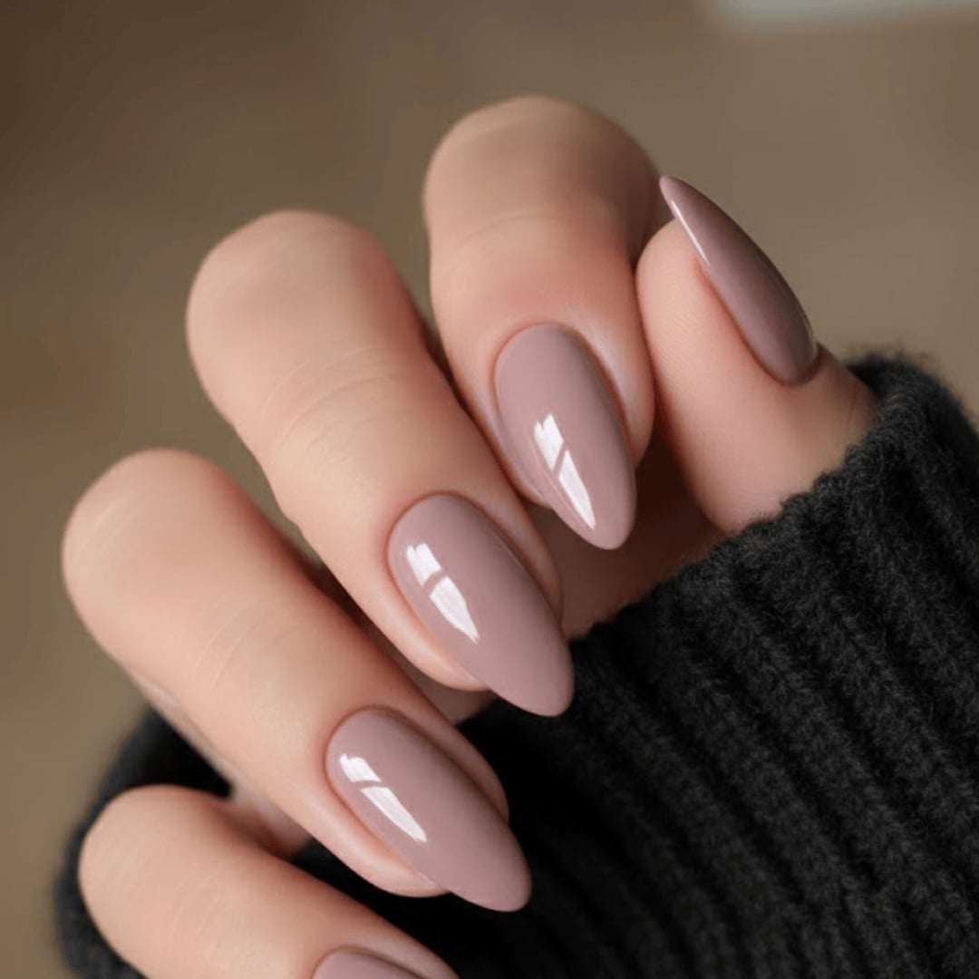 Muted Mauve Glossy Almond Nails — Classy Nail Shapes