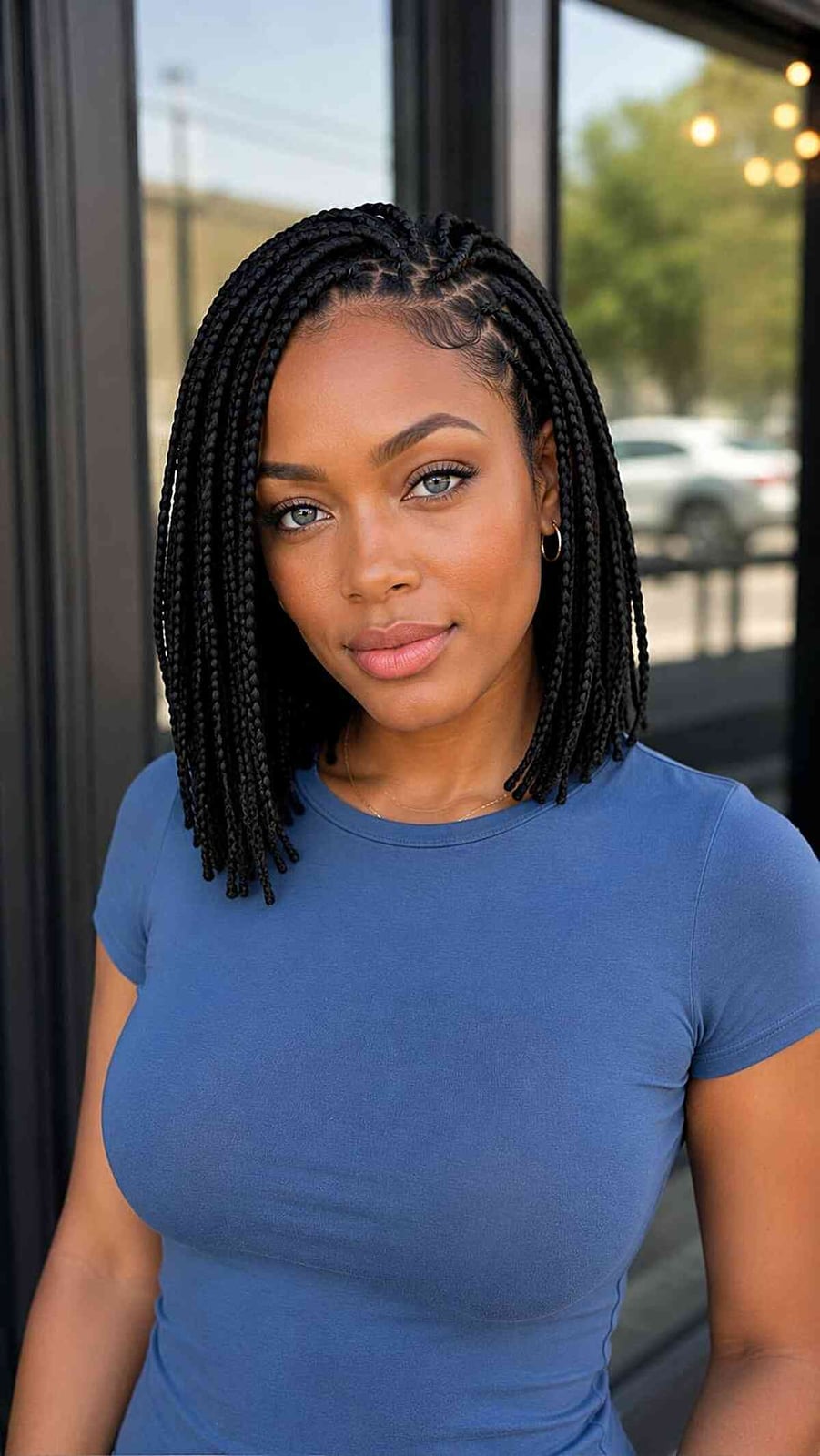 Shoulder-Length Box Braids With Side Part Shoulder-Length Box Braids With Side Part — Classy Natural Braids