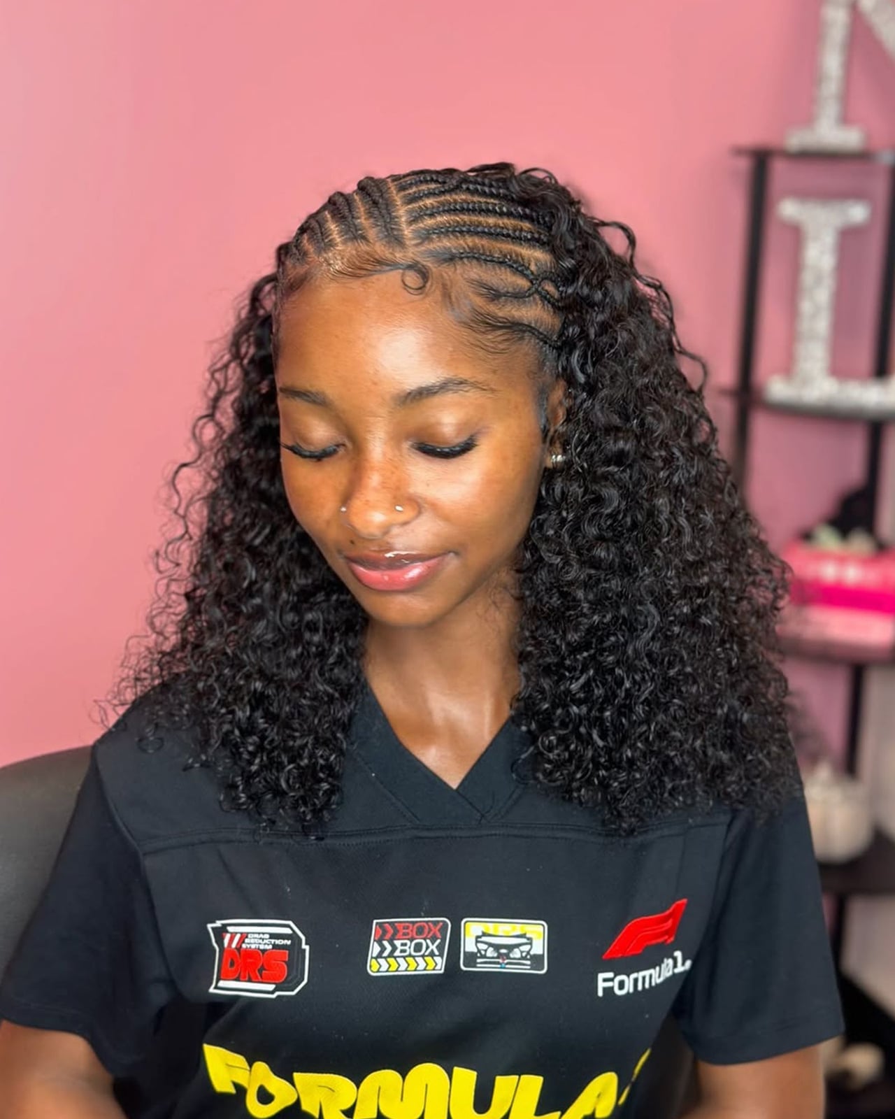 Mid-Back Cornrows With Loose Curls — Classy Natural Hair Braids