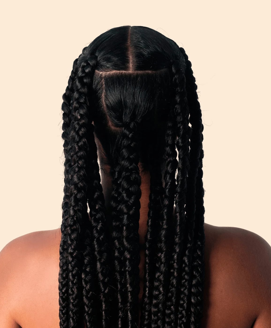 Back View Two Large Box Braids — Classy Natural Hair Braids