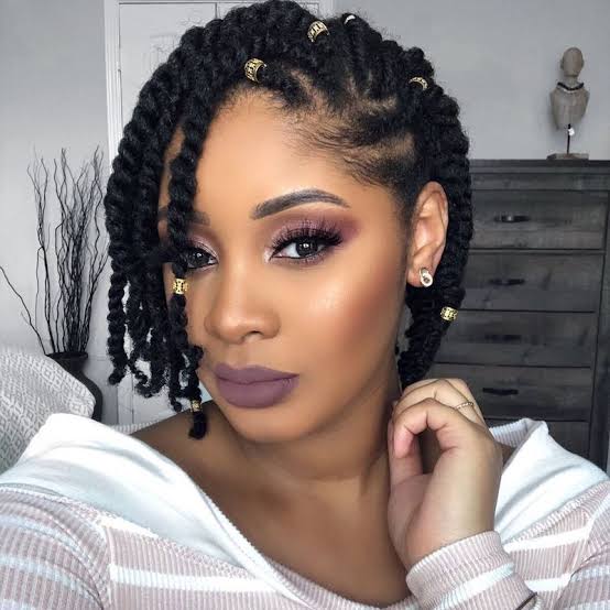Shoulder-Length Twist Out With Beads — Classy Natural Hair Braids