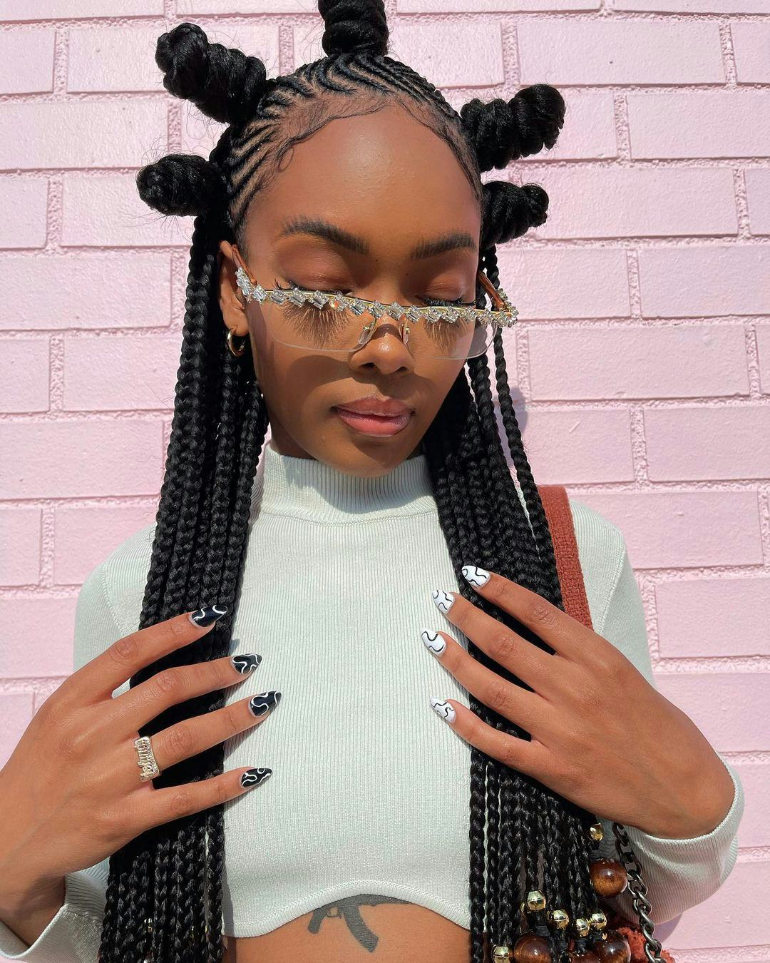 Mid-Back Braids With Bantu Knots — Classy Natural Hair Braids