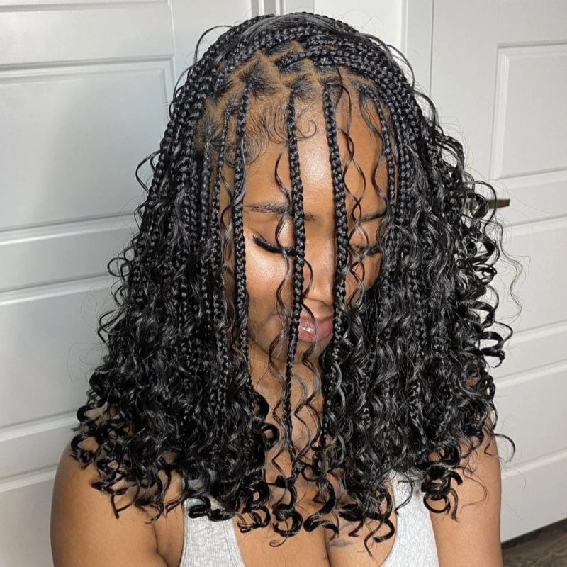 Shoulder-Length Box Braids With Curly Ends — Classy Natural Hair Braids