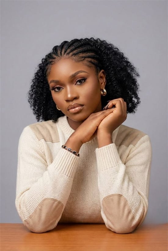 Shoulder-Length Cornrows With Curly Ends, Black — Classy Natural Hair Braids