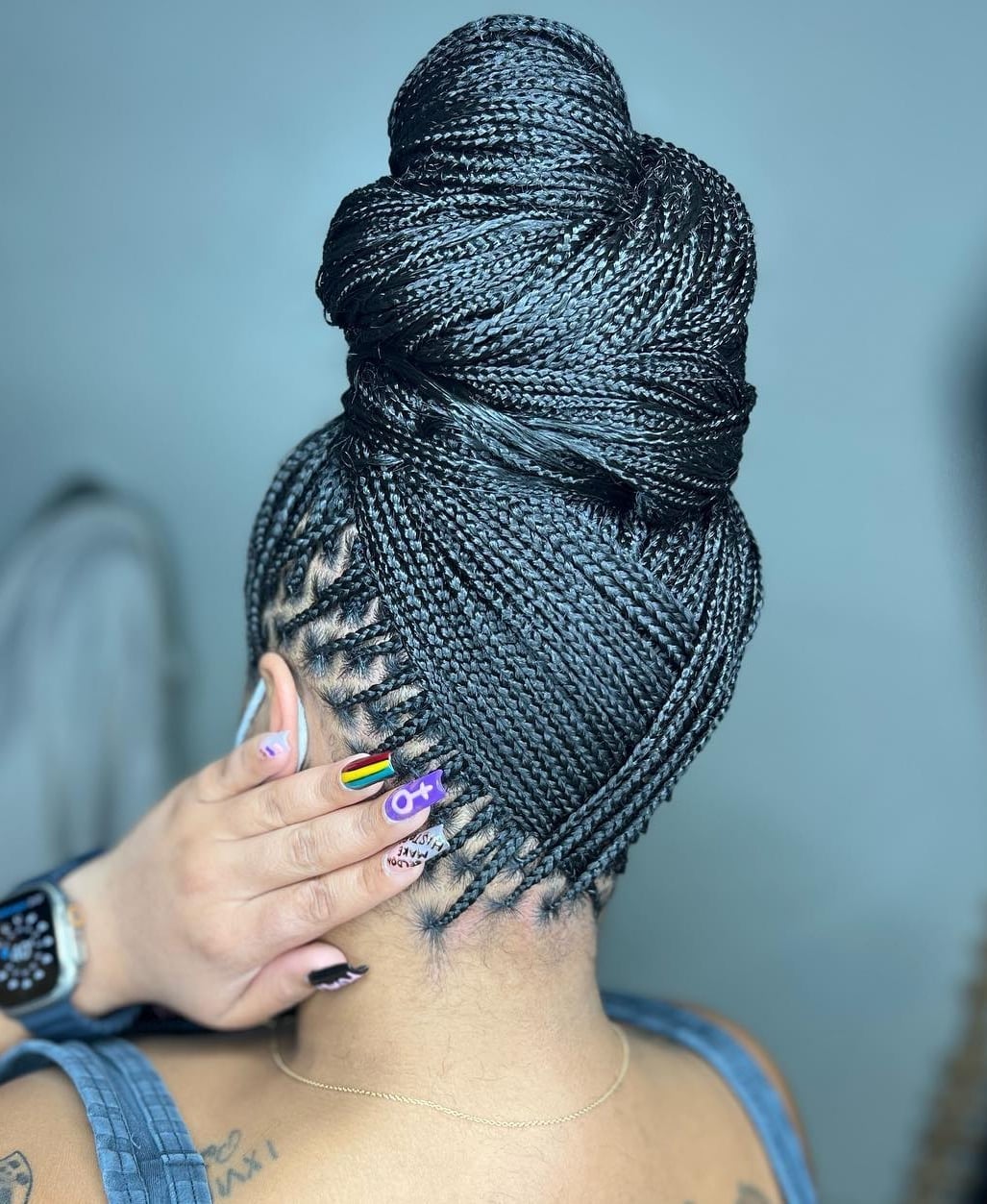 Mid-Back Light Brown Micro Braids — Classy Natural Hair Braids