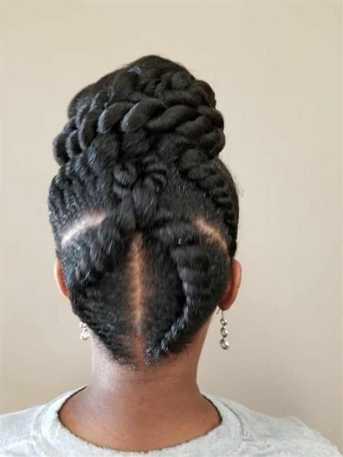 Mid-Back Twist Updo With Braids — Classy Natural Hair Twists