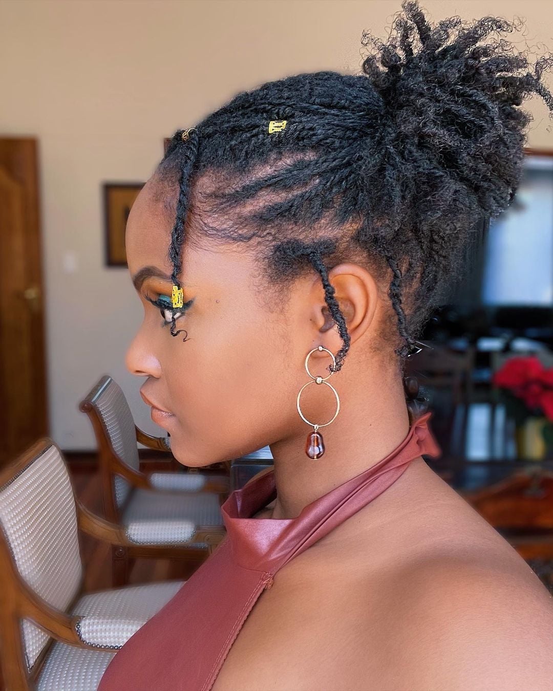 Shoulder Length Twisted Updo With Hanging Twists — Classy Natural Hair Twists