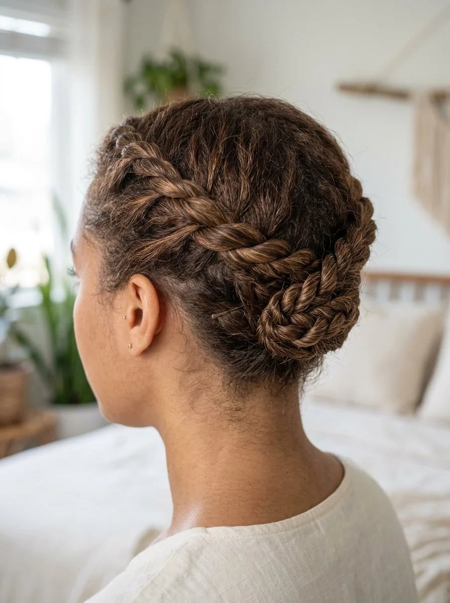 Wavy Brown Flat Twist Updo Wavy Brown Flat Twist Updo — Classy Natural Twists