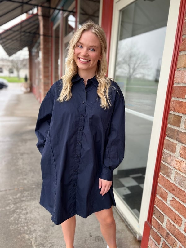 Navy Oversized Shirt Dress Navy Oversized Shirt Dress — Classy Navy Outfits