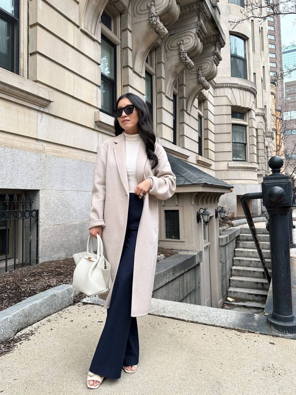 Spring Workwear: Ann Taylor Navy Petite Wide Leg Trousers