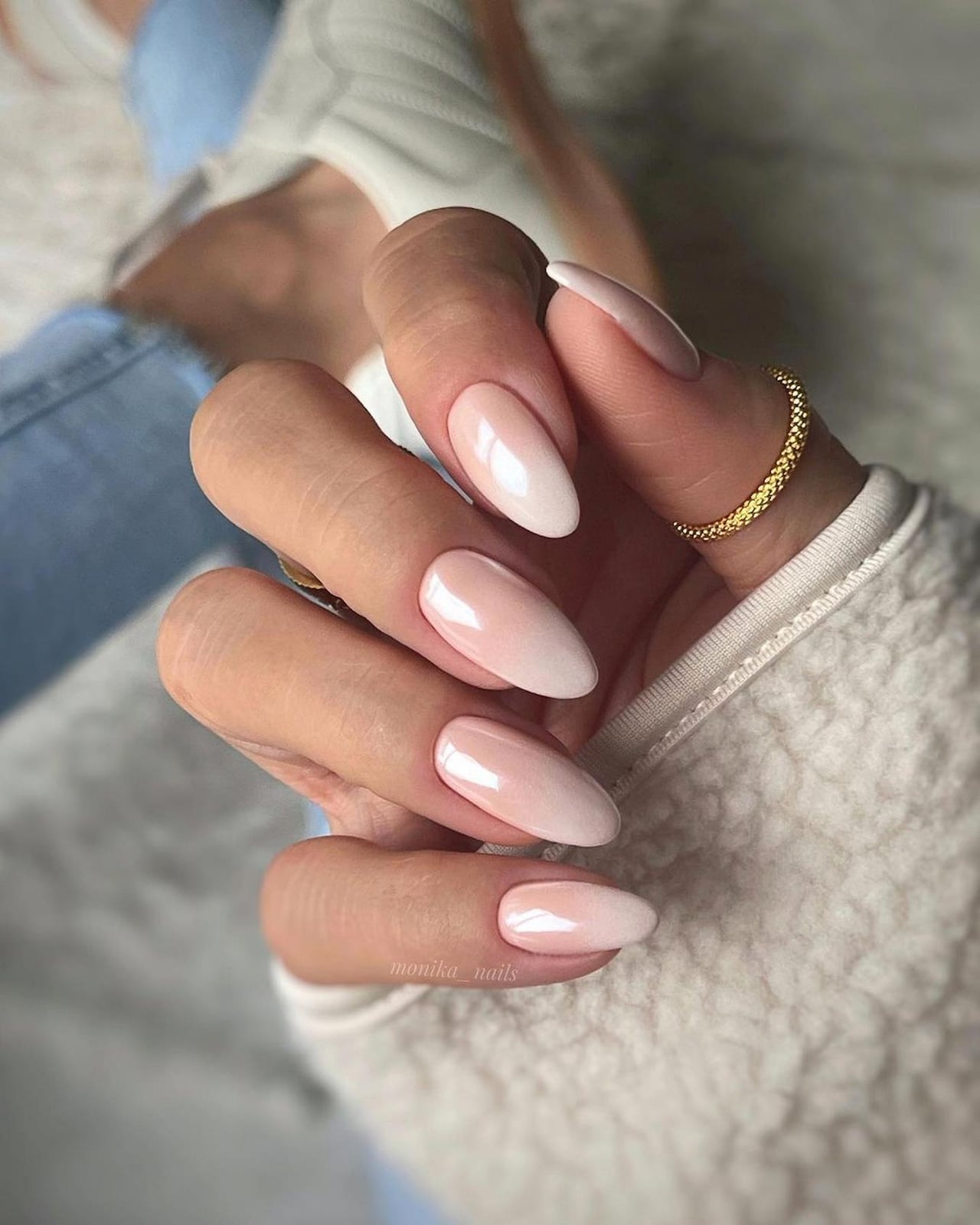 Medium Almond Glossy Ombre Nails — Classy Neutral Nails