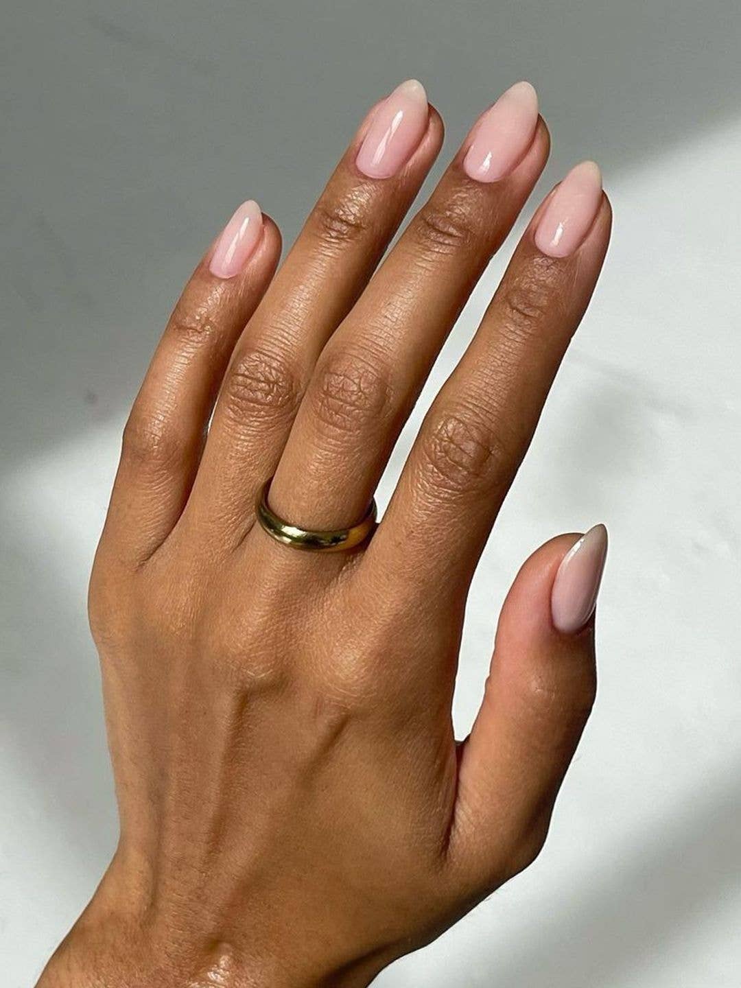 Medium Almond Glossy French Tip Nails — Classy Neutral Nails