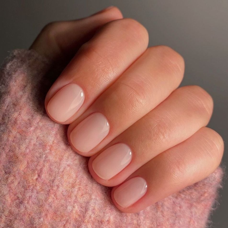 Sheer Milky Pink Short Oval Nails — Classy Neutral Nails