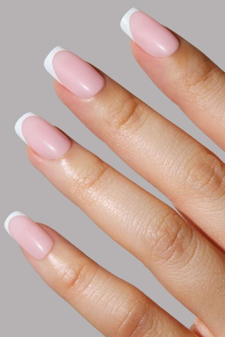 Short Oval Pale Pink French Tips — Classy Nurse Nails