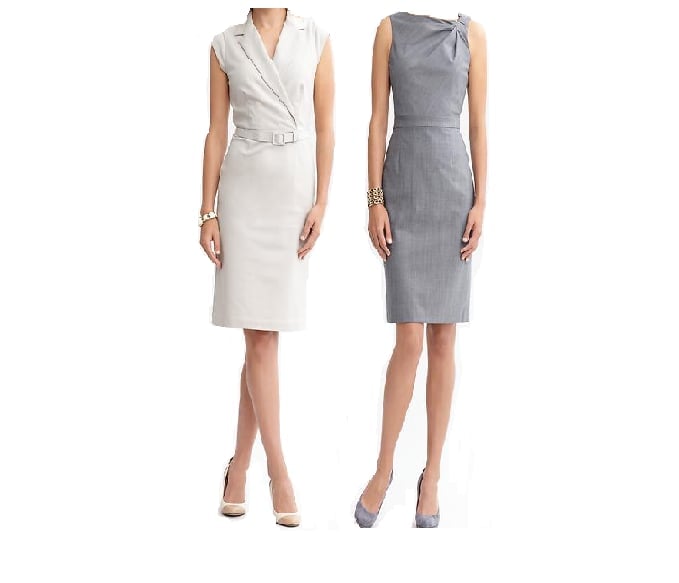 Cream Belted Wrap Sheath Dress — Classy Office Dresses