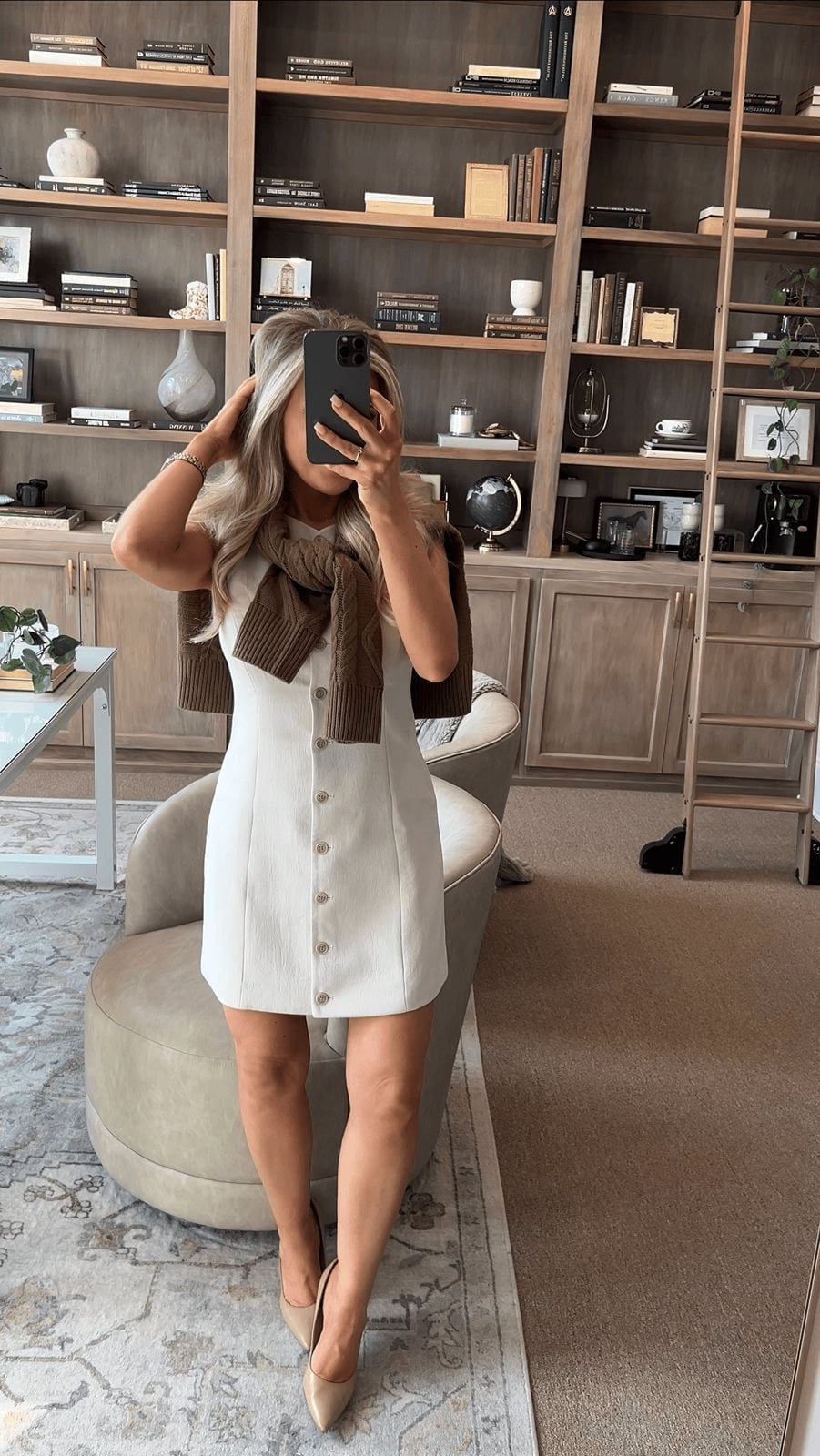 White Button-Front A-Line Dress — Classy Office Dresses