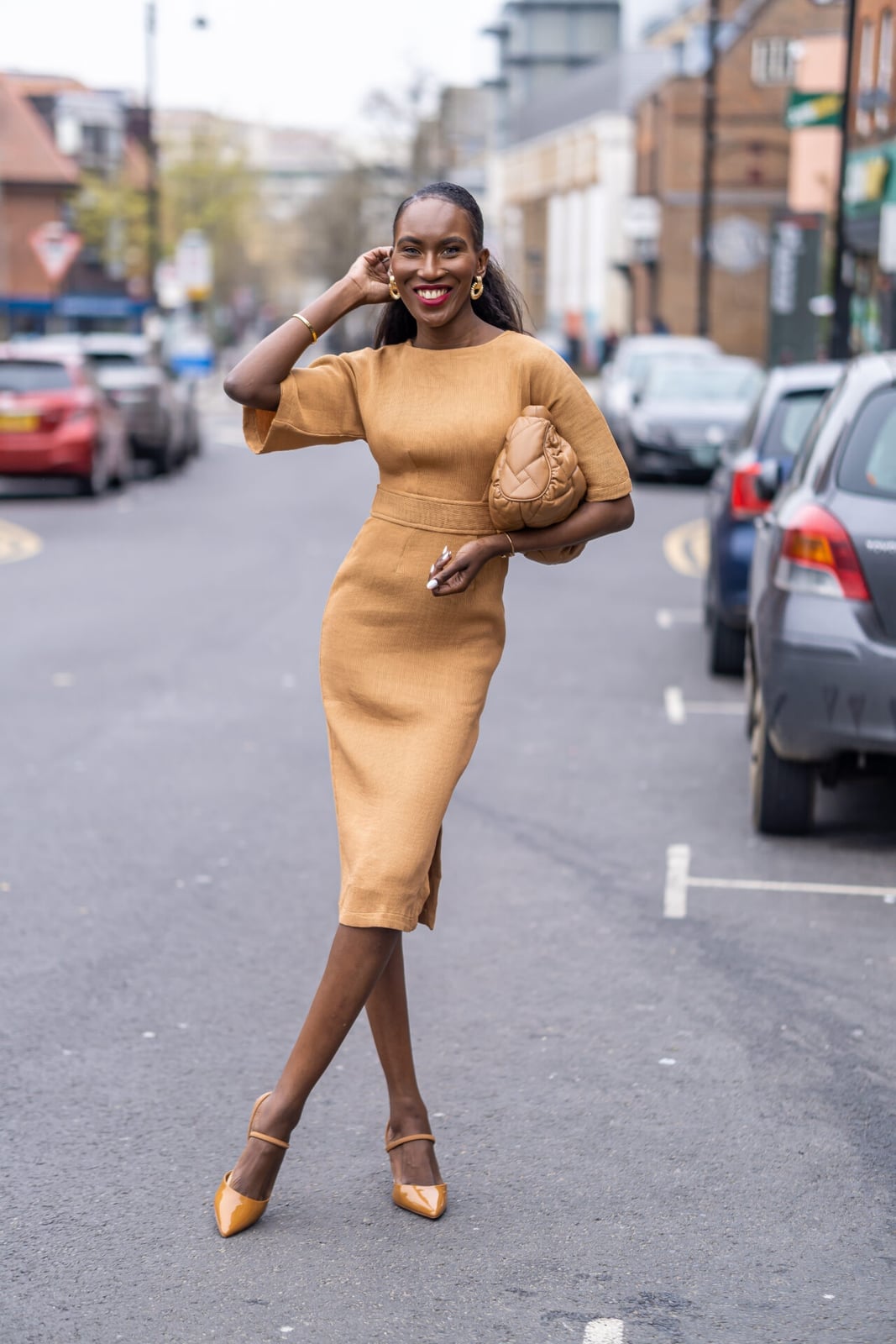 Monochrome Camel Midi Dress — Classy Office Dresses