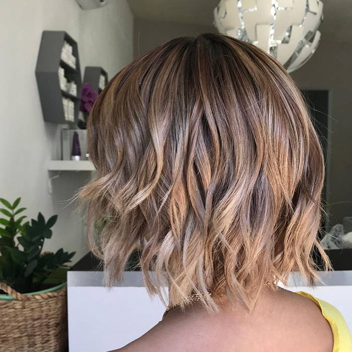 Layered Angled Bob With Dark Brown To Blonde Balayage Ombré Layered Angled Bob With Dark Brown To Blonde Balayage Ombré — Classy Ombré Hair