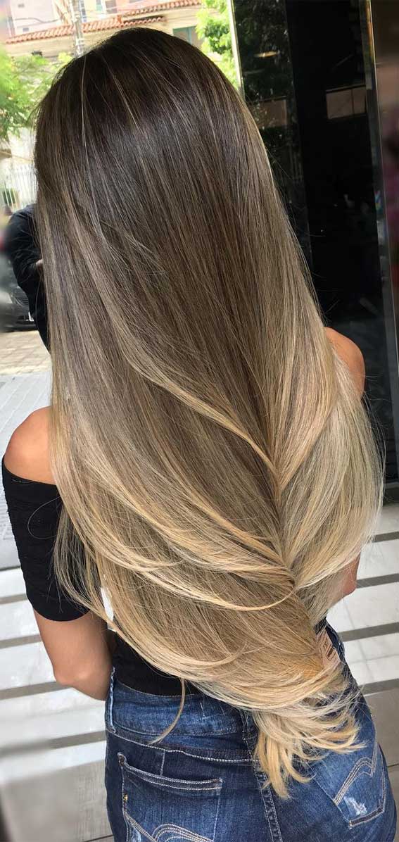 Long Layered Hair With Dark Brown To Blonde Ombré Long Layered Hair With Dark Brown To Blonde Ombré — Classy Ombré Hair