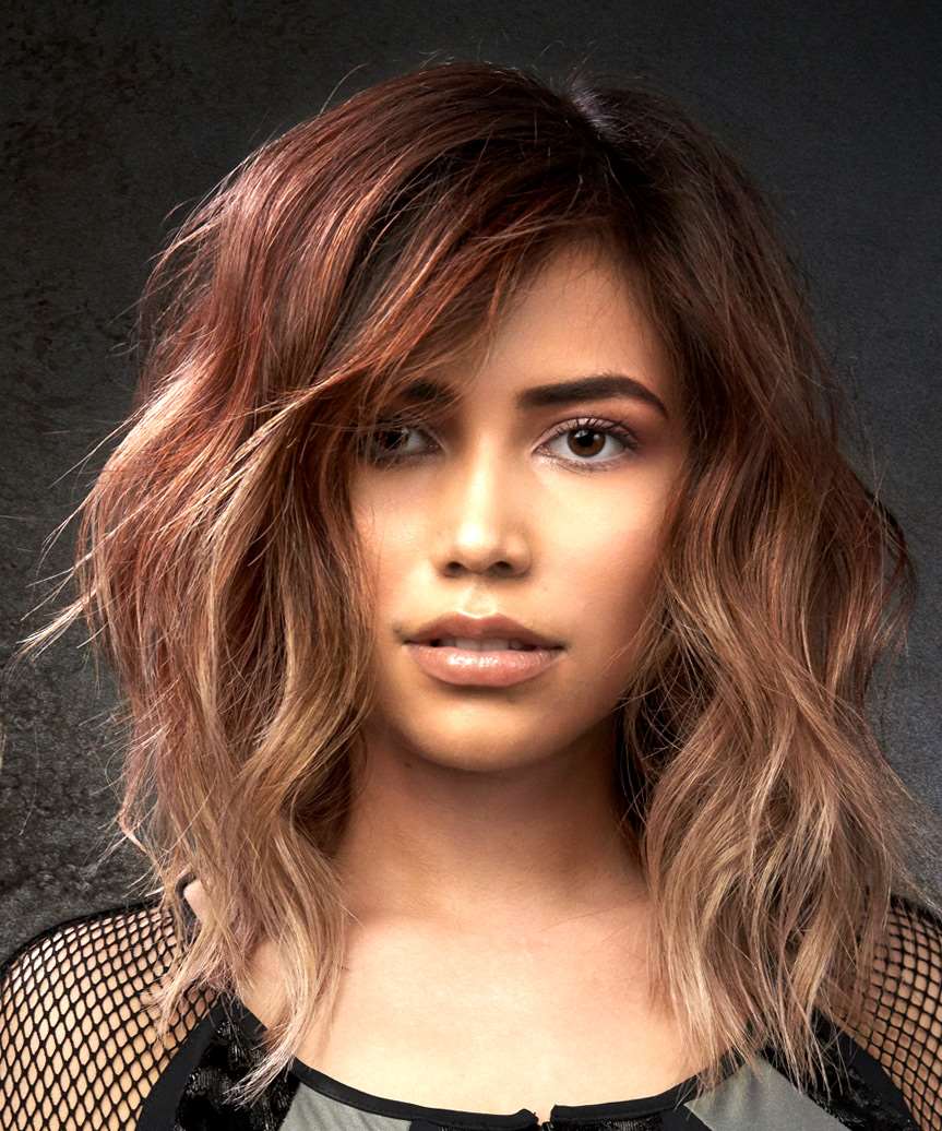 Angled Bob With Auburn To Blonde Ombré And Side-Swept Bangs Angled Bob With Auburn To Blonde Ombré And Side-Swept Bangs — Classy Ombré Hair