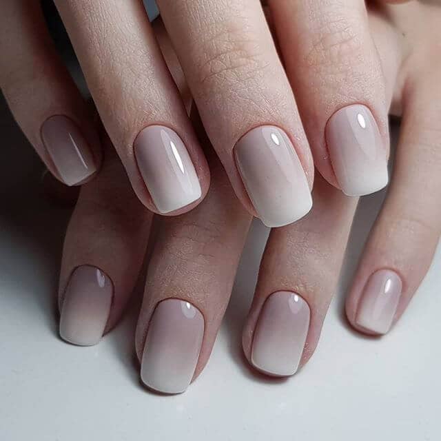 Soft Beige to White Glossy Square Nails Soft Beige to White Glossy Square Nails — Classy Ombré Nails