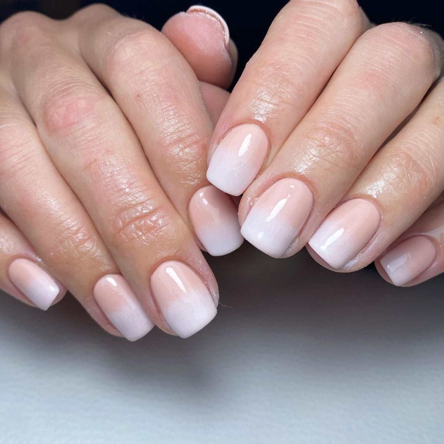 Soft Pink to White Glossy Square Nails, квадрат Soft Pink to White Glossy Square Nails, квадрат — Classy Ombré Nails
