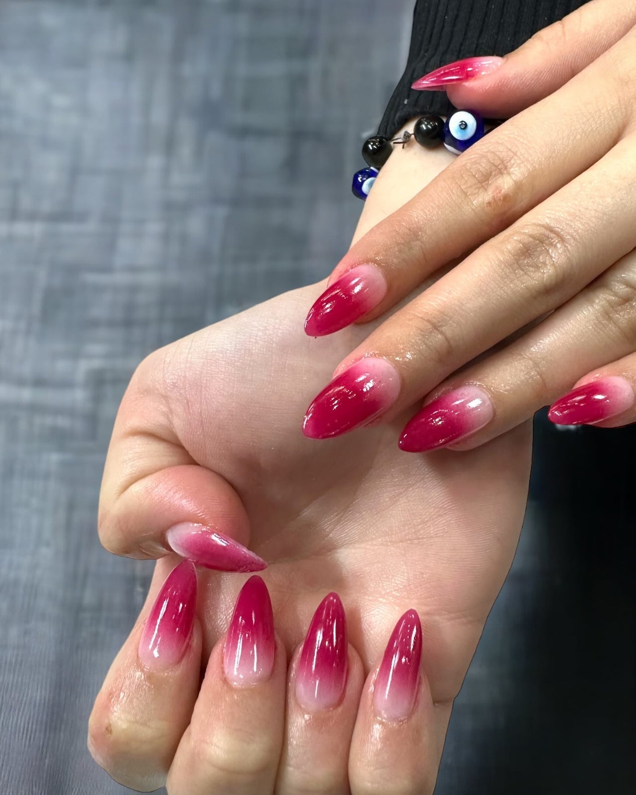 Vibrant Pink to White Glossy Stiletto Nails Vibrant Pink to White Glossy Stiletto Nails — Classy Ombré Nails