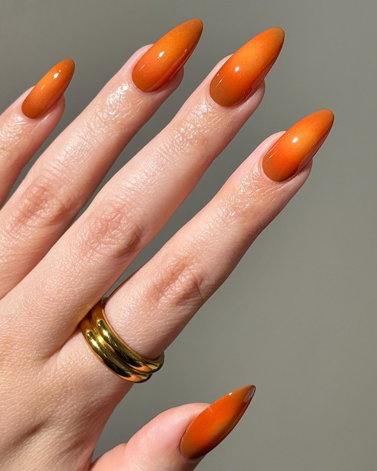 Orange to Brown Jelly Ombré Almond Nails Orange to Brown Jelly Ombré Almond Nails — Classy Ombré Nails
