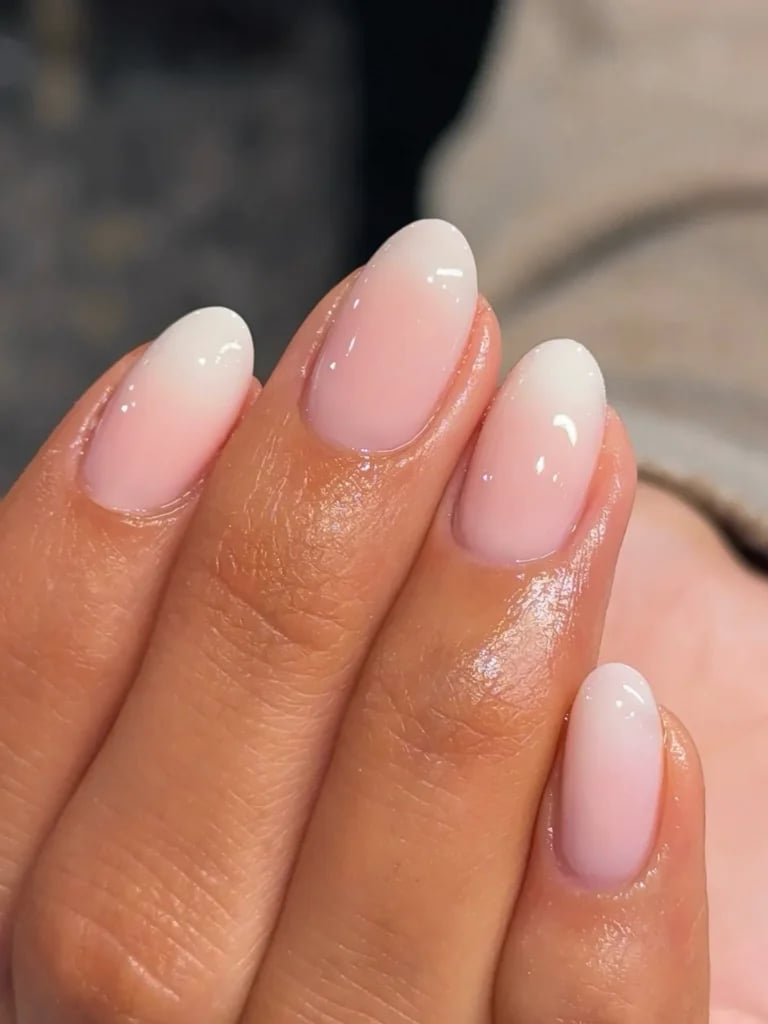 Milky Pink to White French Ombré Almond Nails Milky Pink to White French Ombré Almond Nails — Classy Ombré Nails