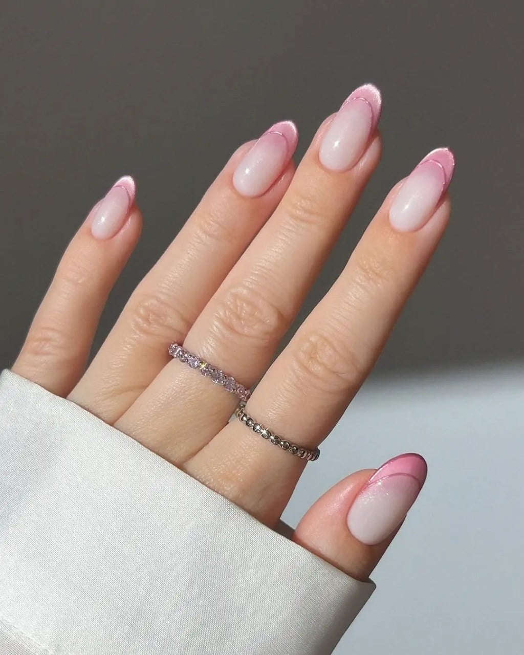 Delicate Pink to Clear Ombré Almond Fade Delicate Pink to Clear Ombré Almond Fade — Classy Ombré Nails